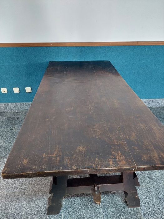 Mesa de Jantar Rústica Maciça Antiga - Século 20