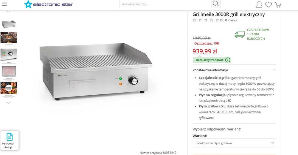 Klarstein Grillmeile  3000G grill elektryczny 22kg