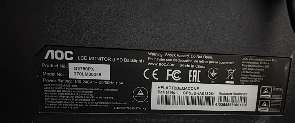 Monitor Gaming 27” AOC 144Hz FreeSync