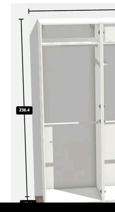 Módulo IKEA PAX 236x58 cm com 2 varões + porta espelho