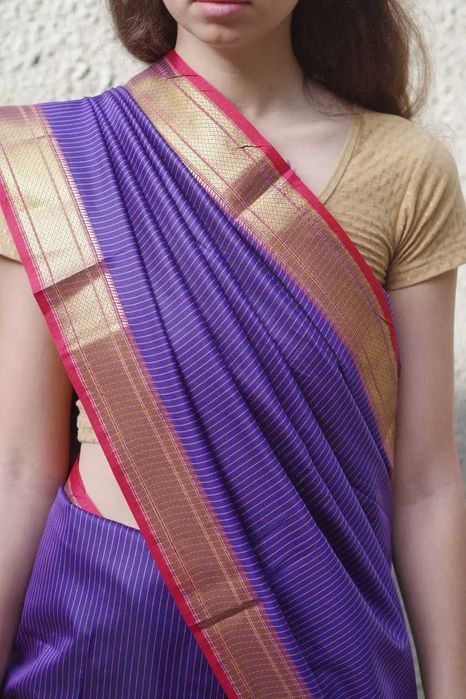 Индийское сари 6,3 м с отрезом для чоли Bhagalpuri Silk