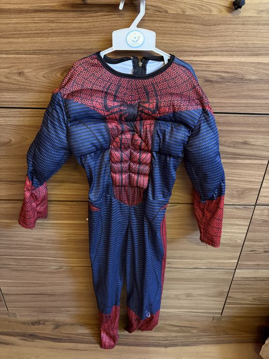 Strój spiderman z mięśniami, maska i rekawiczki