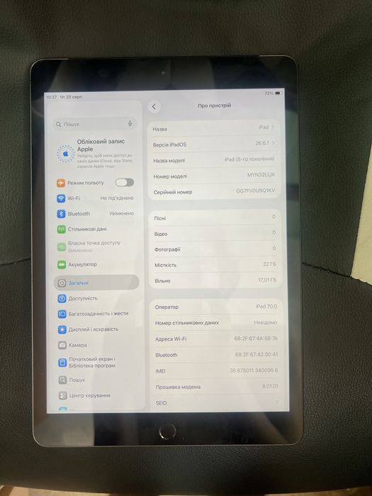 IPad 8 32 LTE Space Grey АКБ 100%