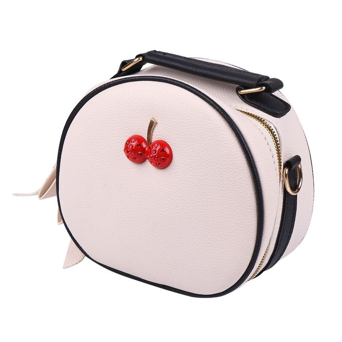 Okrągła torebka mini Cherry decor z wisieńkami wiśnie