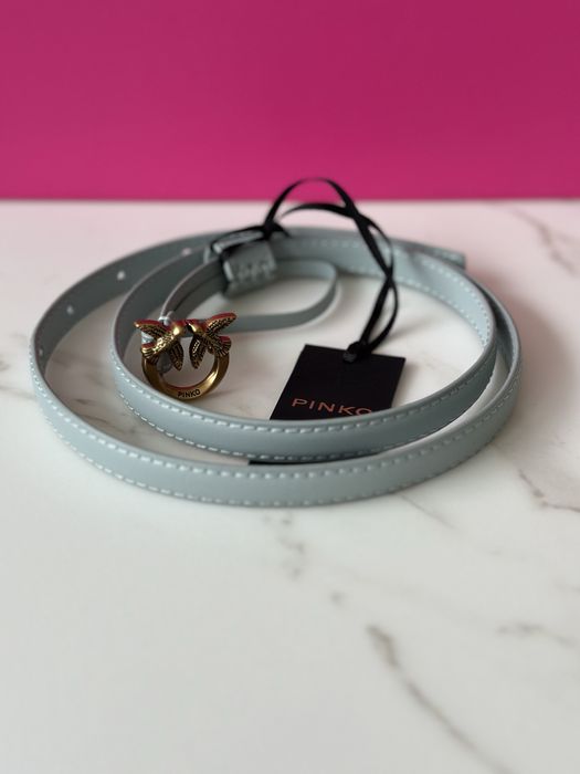 Love Berry pasek Pinko ze złotą klamrą jaskółki