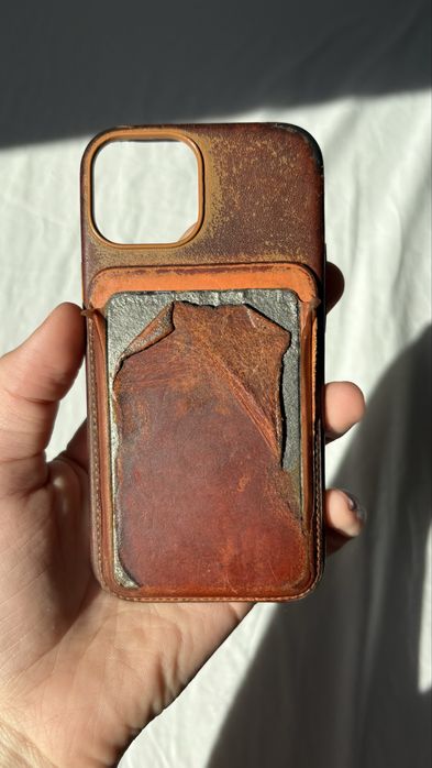 Apple magsafe wallet i skórzane etui iPhone 13 mini pomarańcz