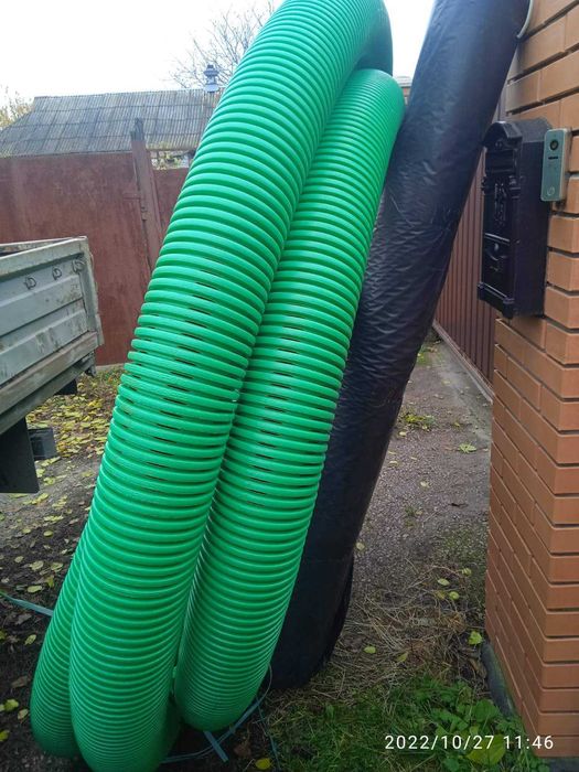 Труба дренажна d 160мм, в бухтах, перфорована труба. Труба дренажна