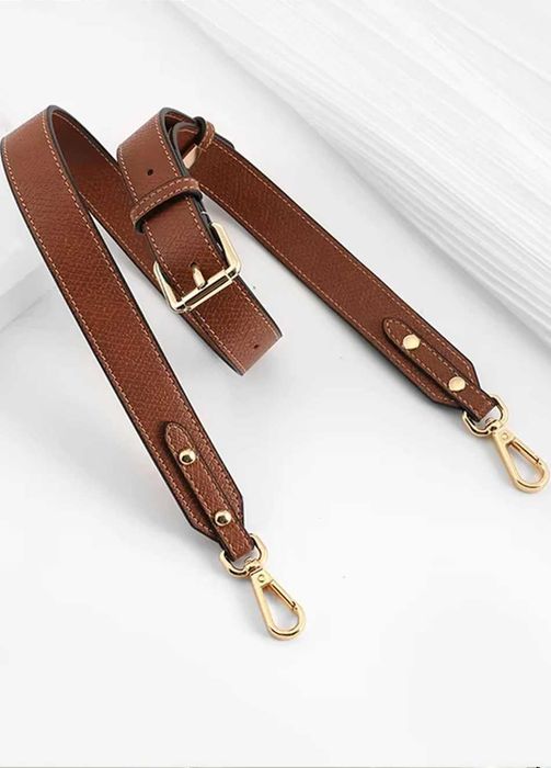 Ремінь Longchamp Leather Wide Shoulder Strap Cognac\Gold