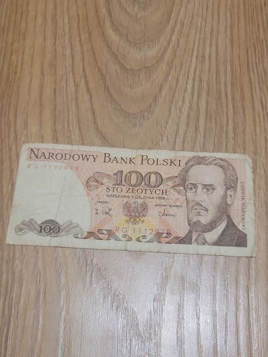 Banknot 100zl z 1 grudnia 1988