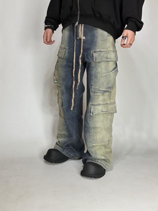Rick Owens DRKSHDW bella cargo washed opium archive джинсы штаны сині