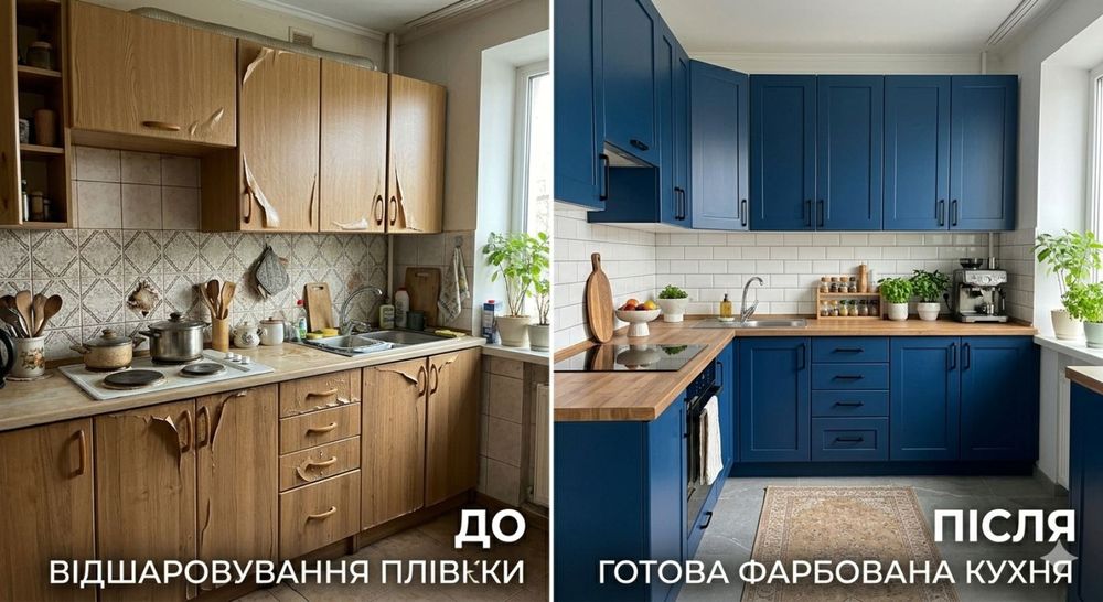 Реставрація кухні,фарбування МДФ фасадів