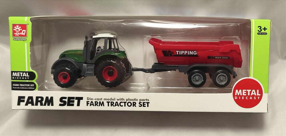 Traktor metalowy z przyczepą