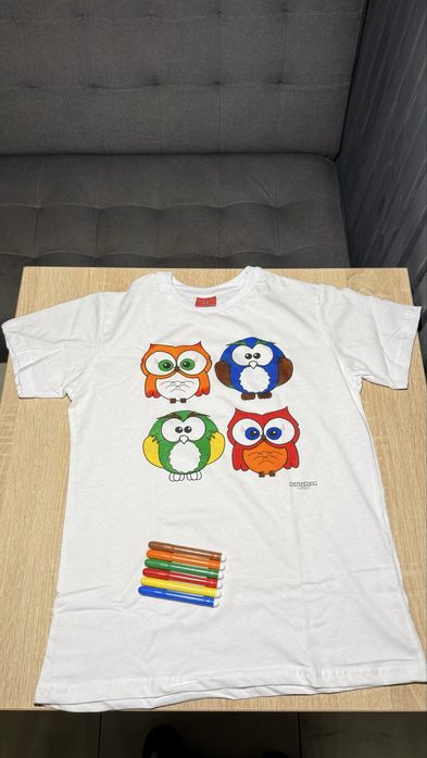 Дитячий подарунок | Футболка-розмальовка + фломастери Для Творчості