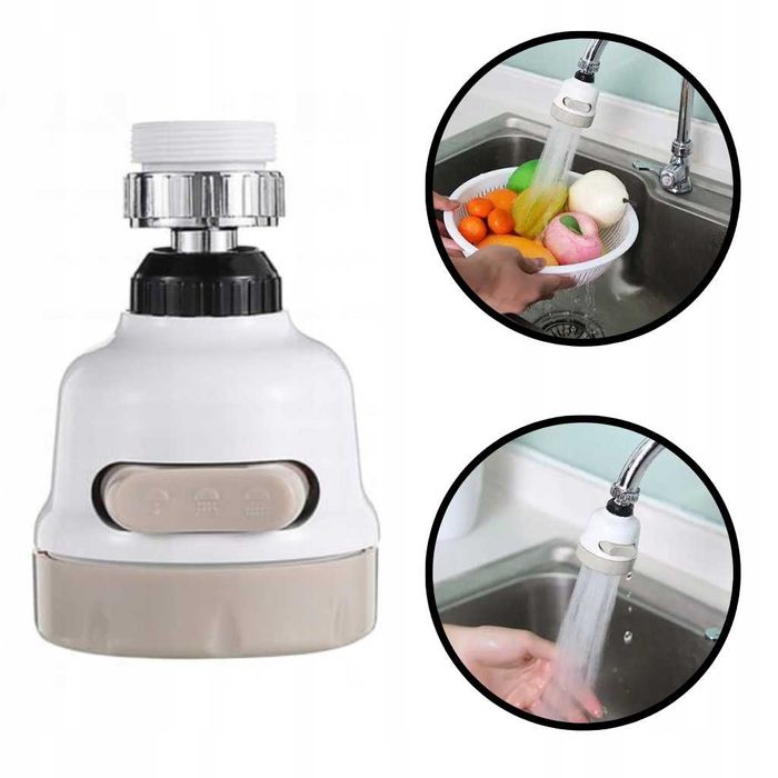 Perlator adapter na baterię do kranu 3w1 Obrotowy Napowietrzacz