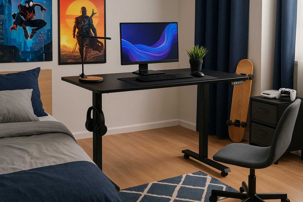 Nowe Biurko Elektryczne Podnoszone Czarne i Białe 120x60 Regulowane