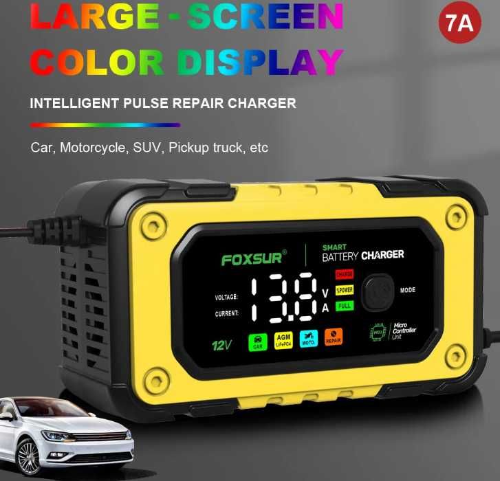 універсальний зарядний пристрій NEW FOXSUR 12V 7A  заряджає LiFePO4...