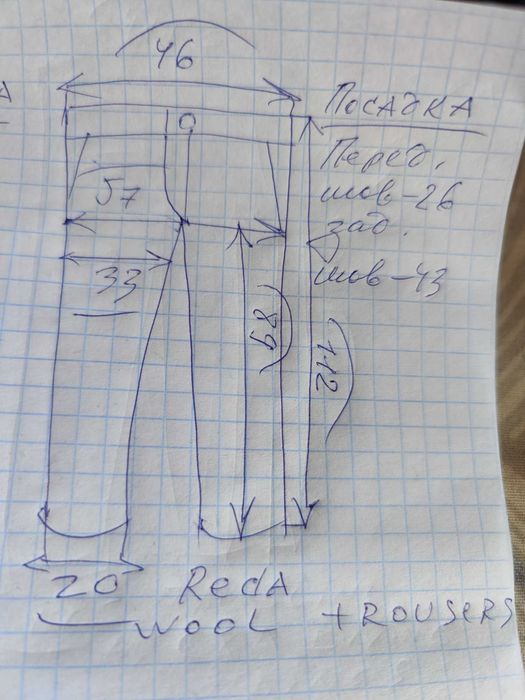 Джинсы брюки Reda wool trousers Italy w36 navy.