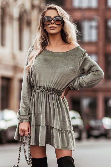 Sukienka khaki welurowa
