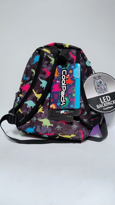 Coopack NOWY świecący plecak do przedszkola dinozaury Led USB 8 litr