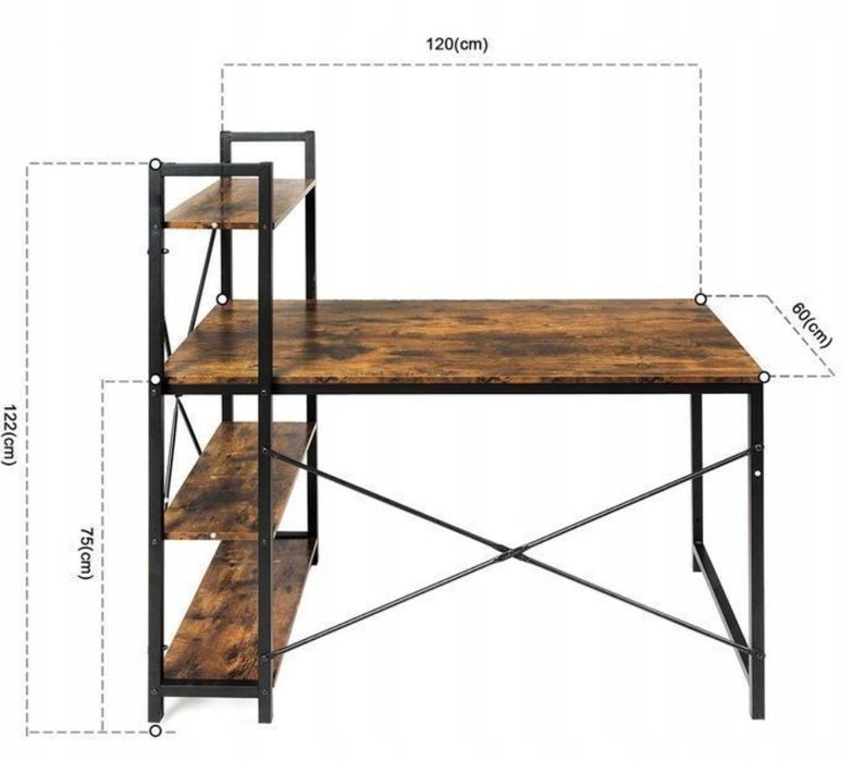 NOWE Biurko Gamingowe Metalowe Komputerowe Meble Szkolne Loft Okazja