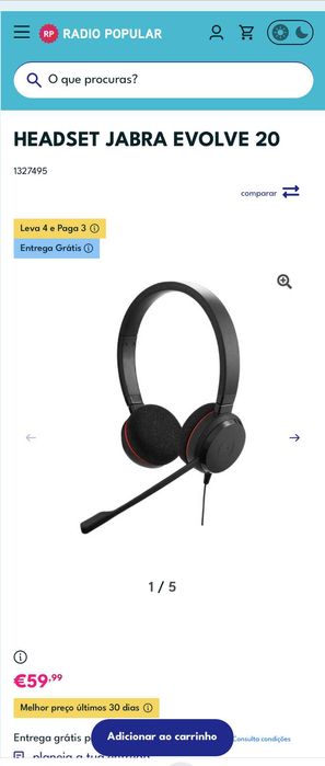 Auriculares Headphones Jabra Evolve 20