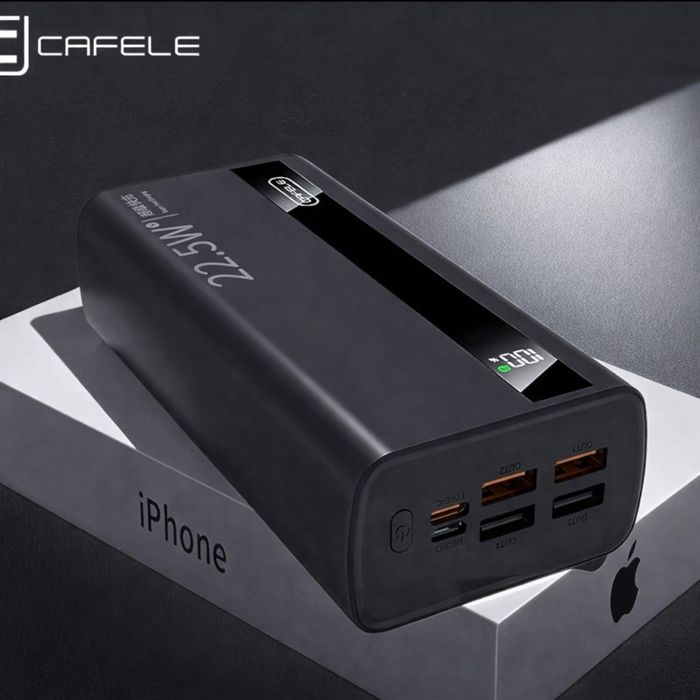 Power Bank CAFELE 30000 mAh | 22.5W | 5 виходів | Швидка зарядка