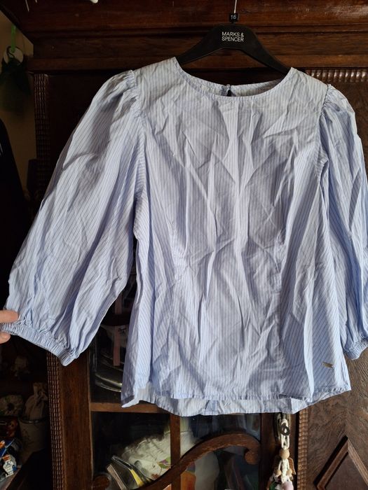 Bluzka z bufkami w paseczki, rozmiar L,elegancka