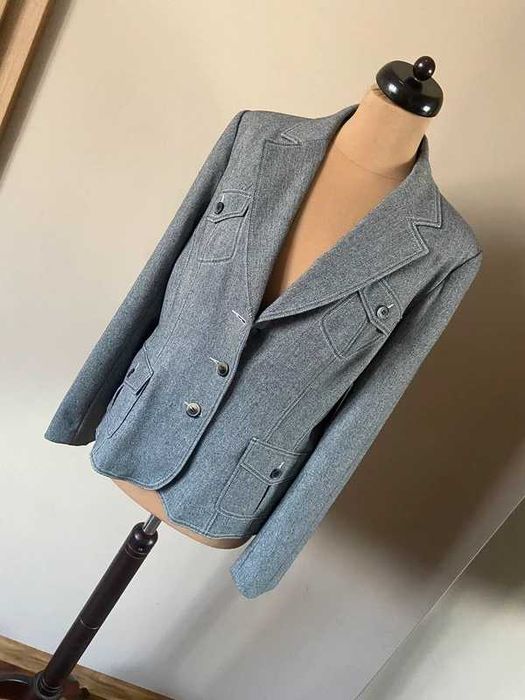 Xxl 44 46 +size szary zakiet marynarka blazer narzutka przeszycia
