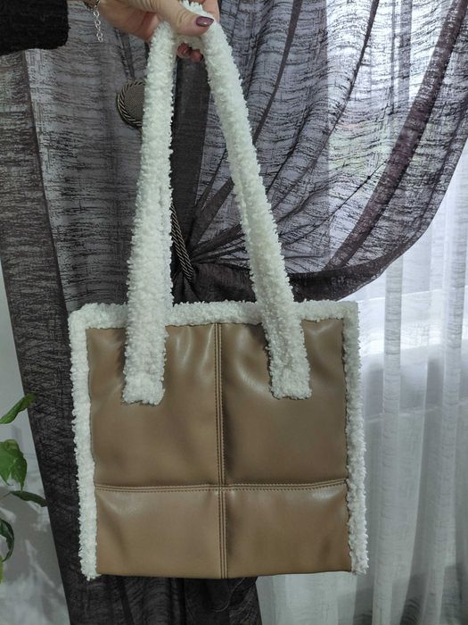 Жіноча стильна сумка хутро-екошкіра