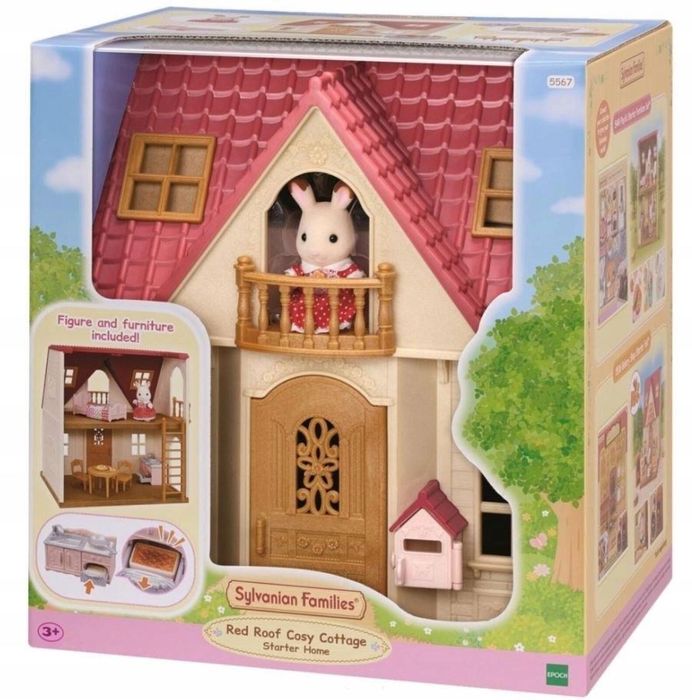 Przytulny domek wiejski z czerwonym dachem Sylvanian Families pudełko,