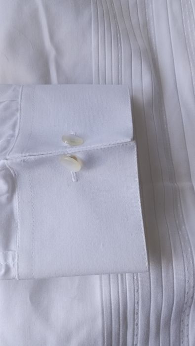 Camisa branca cerimónia Ducenti masculina tamanho M com botões de punho
