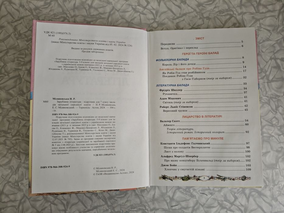 Підручник з зарубіжної літератури для 7 класу НУШ Мілановські
