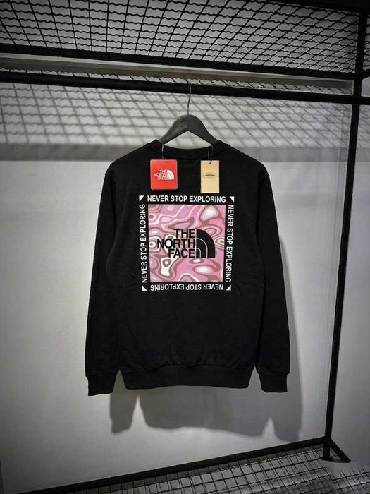 Черный Свитшот THE NORTH FACE PinkBox // Толстовка Чорна TNF Розовый Квадрат