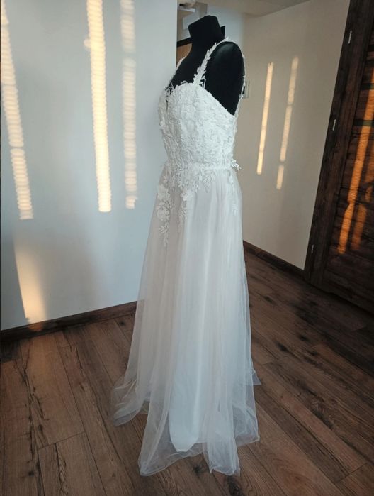 Suknia ślubna 48 4XL Bonprix biała