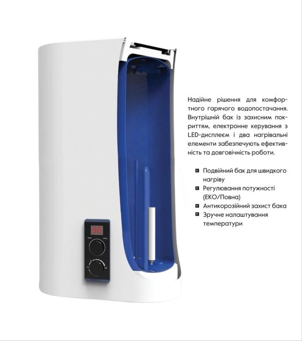 Бойлер 80 л сухой тен, плоский, вертикальный Thermo Alliance