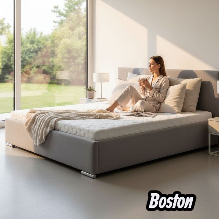 Łóżka tapicerowane z pojemnikiem na pościel stelaż metalowy