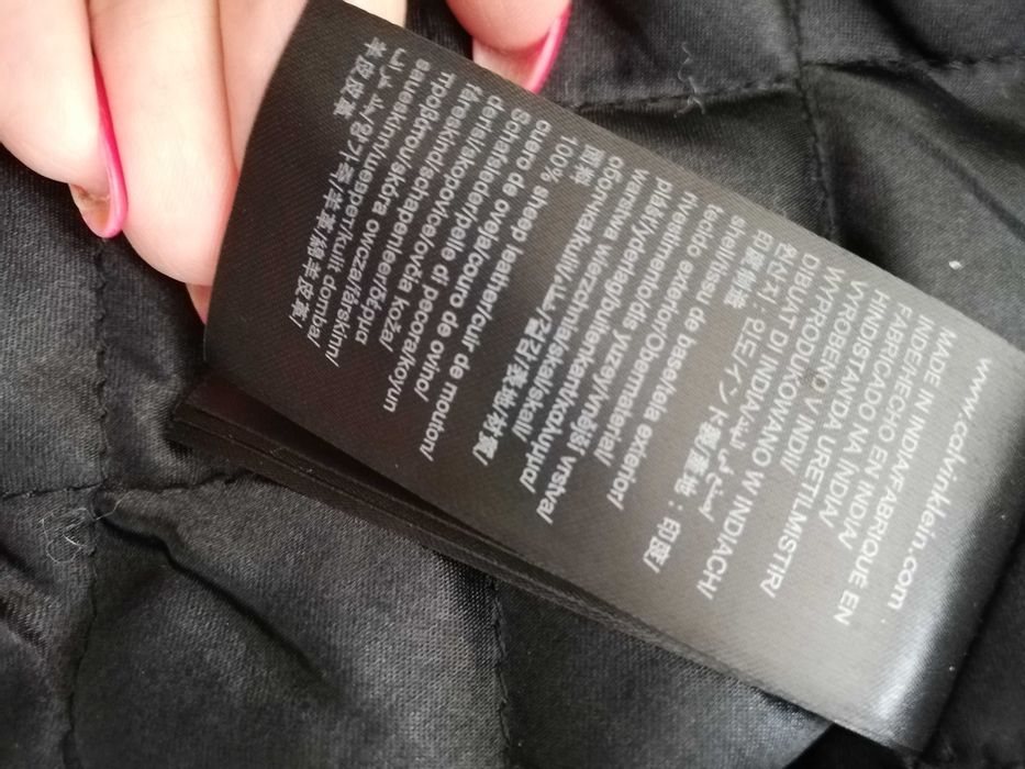 ramoneska skórzana Calvin Klein xs s 36 czarna 100% skóra owcza