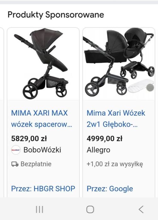 Wózek 2w1 Mima Xair Wózek Kubełkowy