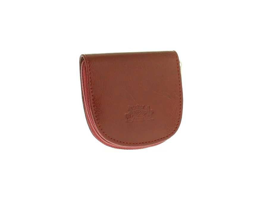 Podkówka PORTMONETKA skóra naturalna wiśniowy kolory PL