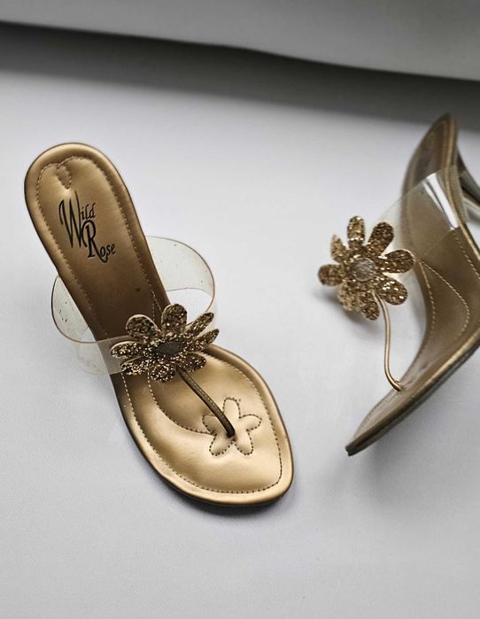 ZŁOTE luksusowe klapki roz 41