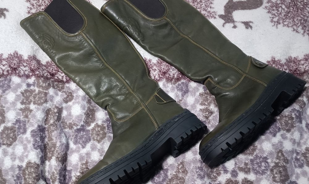 Жіночі зимові шкіряні високі чоботи, розмір фактичний 37-38