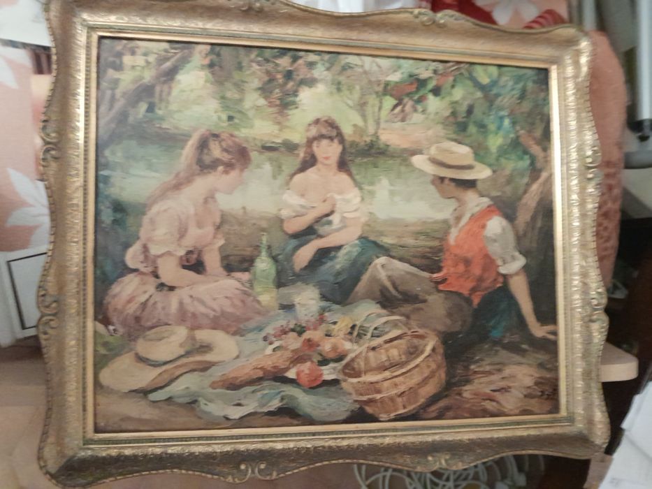 Réplica da pintura" The Picnic" do pintor , Marcel Dyf Com