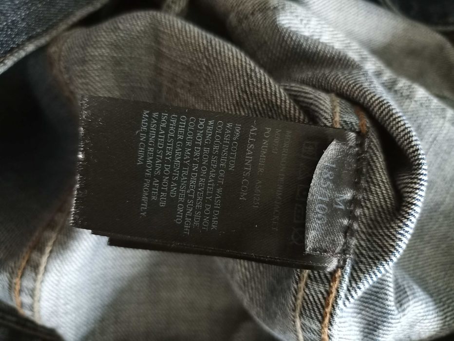 Jeansowa kurtka denim AllSaints kołnierzyk panterka
