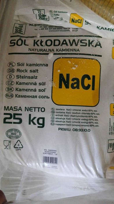 Sól kłodawska spożywcza "1N" NaCl 25kg x 15szt.