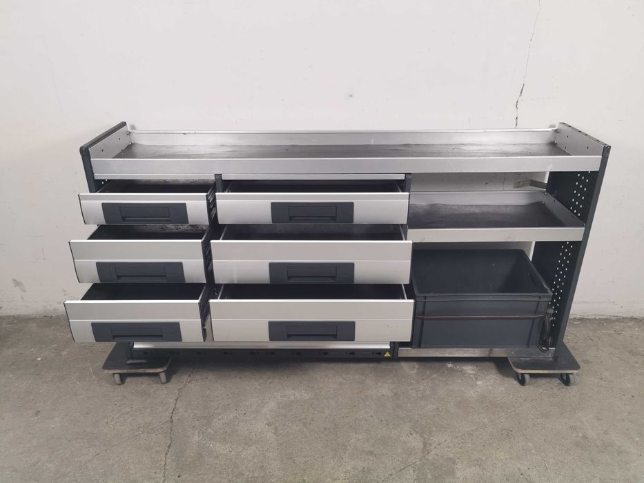 Zabudowa serwisowa warsztatowa regał samochodowy serwis SZUFLADY BOTT