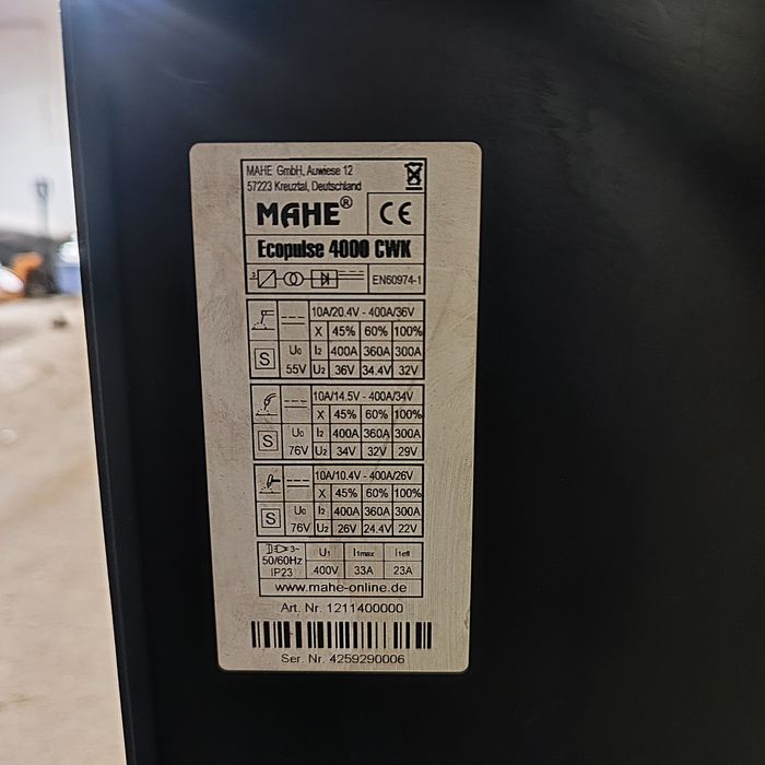 Spawarka Mahe Ecopulse 400A MIG/TIGlift