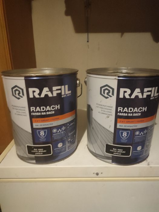 Farba na dach Rafil radach czarny ral 9005 i podkład rafil szary