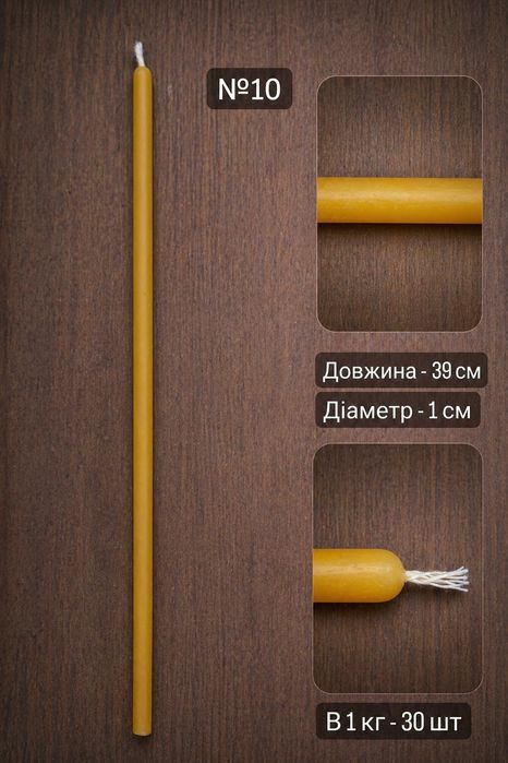 Натуральні свічки з бджолиного воску |Для дому, храму |Ручна робота