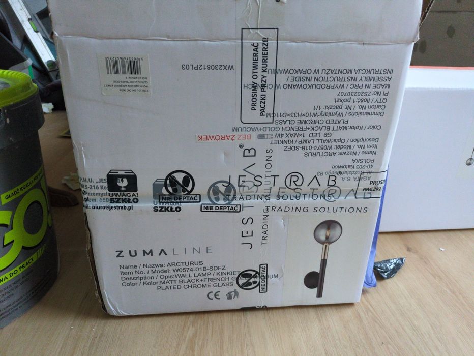 Kinkiet lampa ARCTURUS loft czarna złota kula