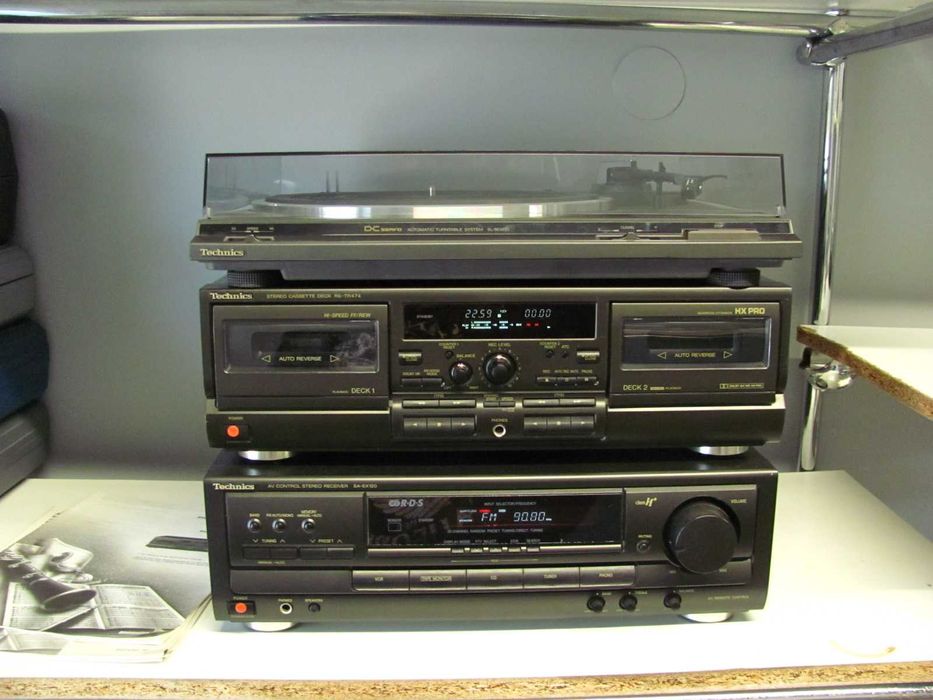 Duża wieża stereo - Technics - tylko Magnetofon Deck dwukasetowy RS-TR474 + instrukcja + okablowanie